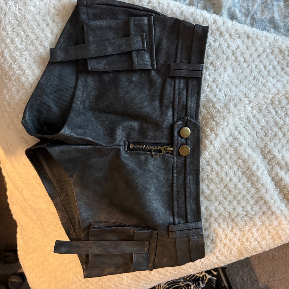 Edikted Black Faux Leather Micro Shorts